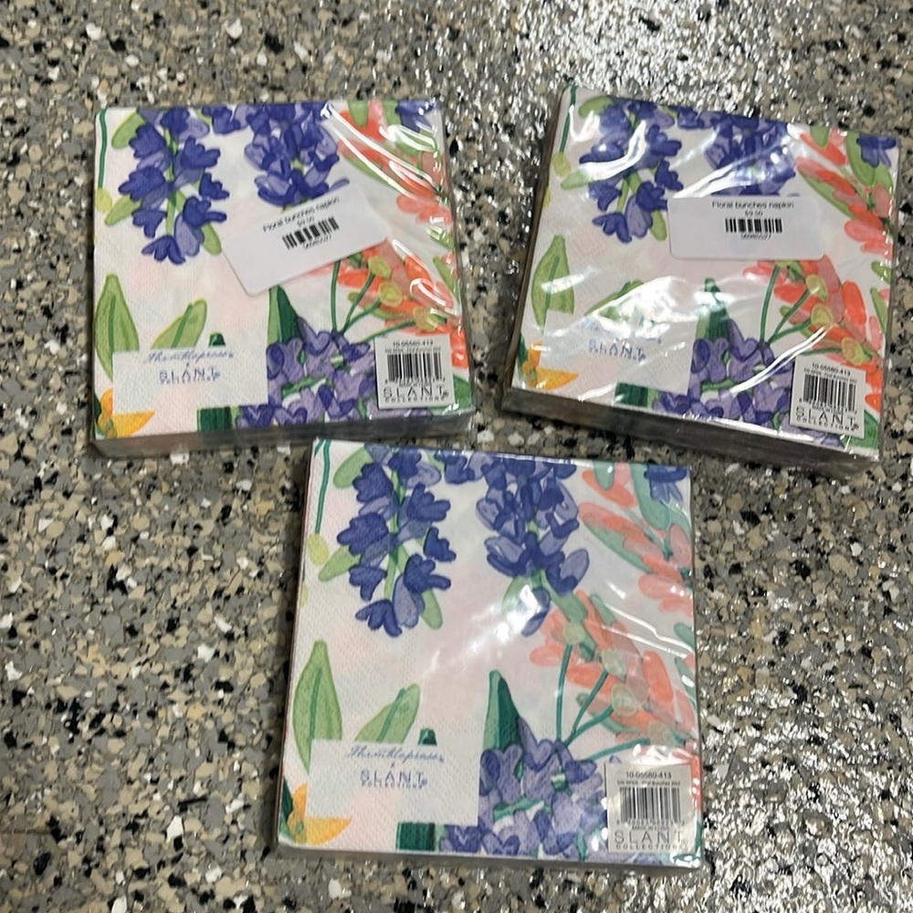 Floral square napkin packs - 20 ct each